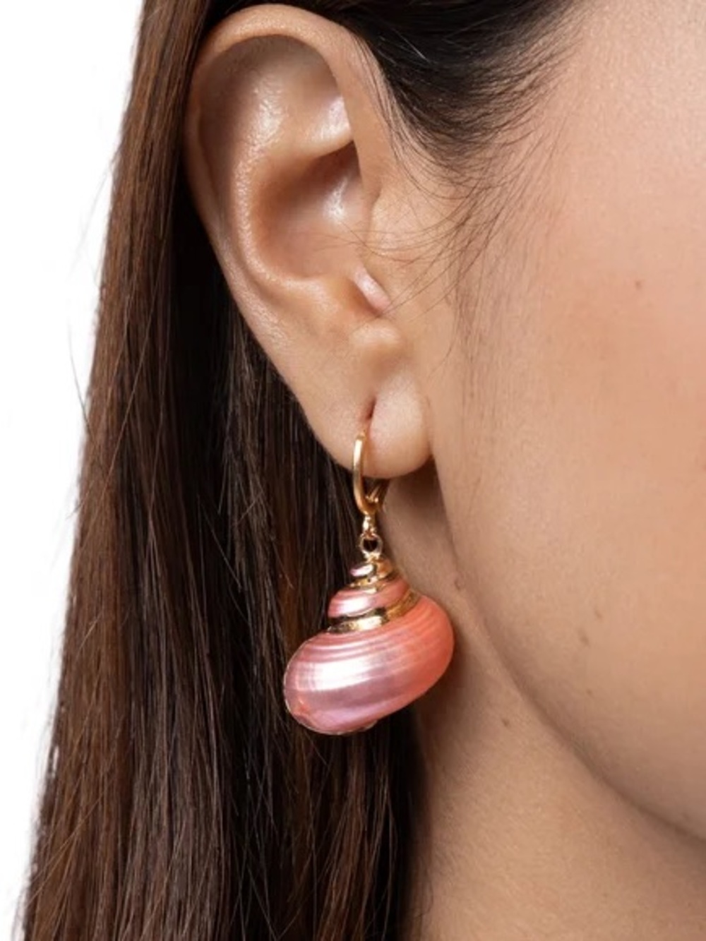 NWT Seashell Hinge Hoop Earrings